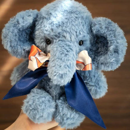 Patron au crochet PDF – éléphant bleu amigurumi avec grand nœud décoratif