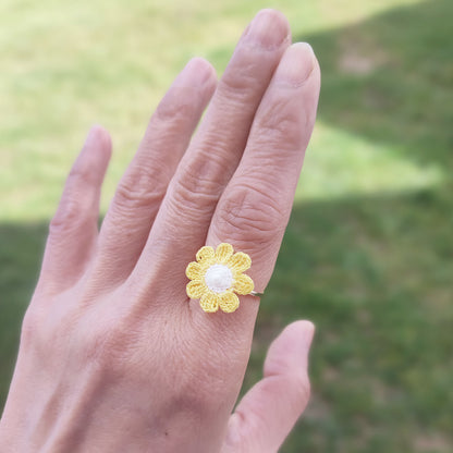Bague fleur au crochet