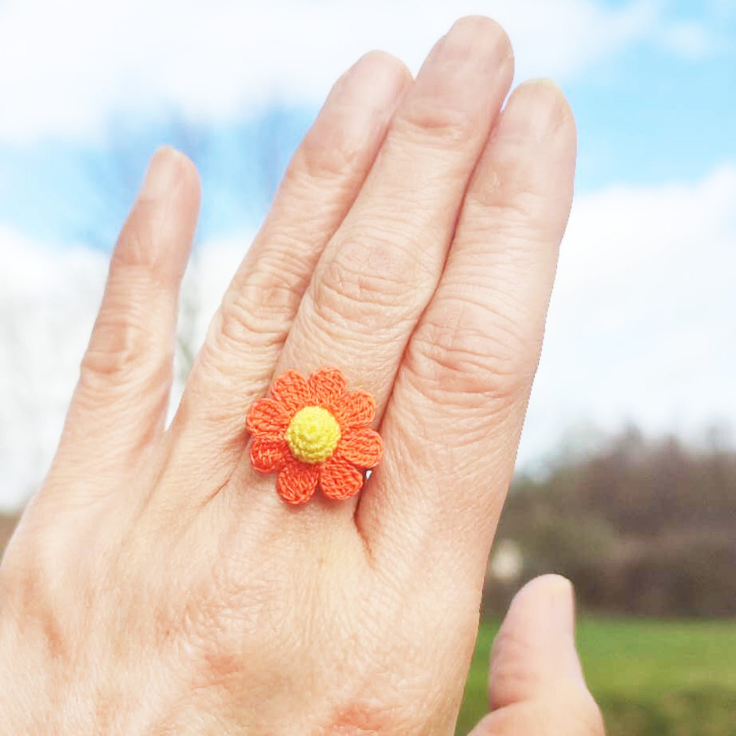 Bague fleur au crochet