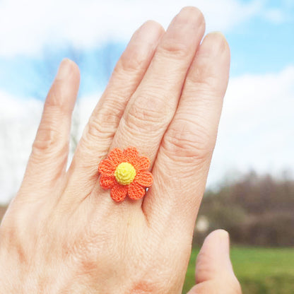 Bague fleur au crochet