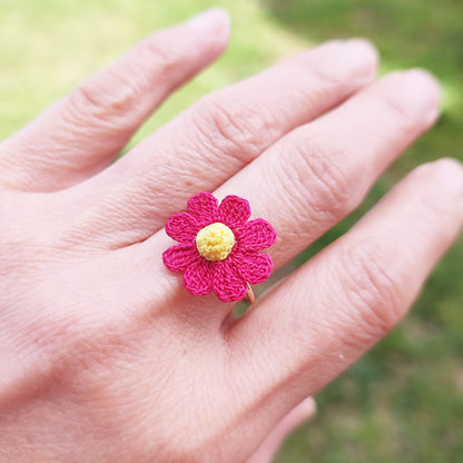 Bague fleur au crochet